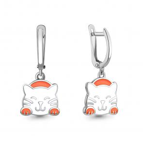 Серебряные серьги AQUAMARINE с эмалью А34506 фото