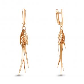 Серьги из золочёного серебра AQUAMARINE А34542-п фото