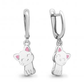 Серебряные серьги AQUAMARINE с эмалью А34580 фото