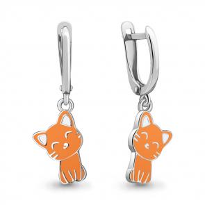 Серебряные серьги AQUAMARINE с эмалью А34581 фото