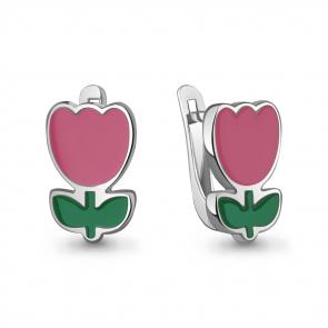 Серебряные серьги AQUAMARINE с эмалью А34653 фото