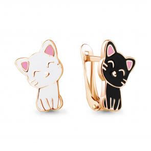 Серьги из золочёного серебра AQUAMARINE с эмалью А34736-п фото