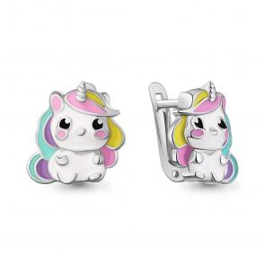 Серебряные серьги AQUAMARINE с эмалью А34753 фото