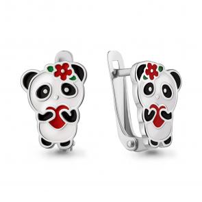 Серебряные серьги AQUAMARINE с эмалью А34924 фото