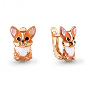 Серьги из золочёного серебра AQUAMARINE с эмалью А34948-п фото