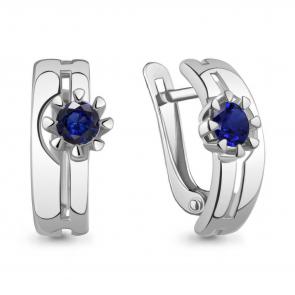Серебряные серьги AQUAMARINE с гидротермальным сапфиром А400014Н фото