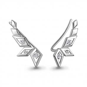 Серебряные серьги AQUAMARINE с фианитом А400023А фото