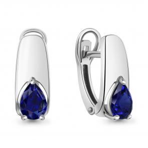 Серебряные серьги AQUAMARINE с гидротермальным сапфиром А400041Н фото