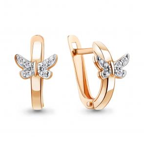 Серьги из золочёного серебра AQUAMARINE с фианитом А400042А-п фото