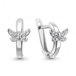 Серебряные серьги AQUAMARINE с фианитом А400042А фото