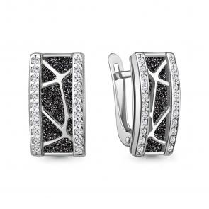 Серебряные серьги AQUAMARINE с фианитом А400110АЧ фото