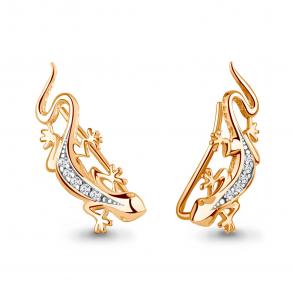 Серьги из золочёного серебра AQUAMARINE с фианитом А400116А-пк фото