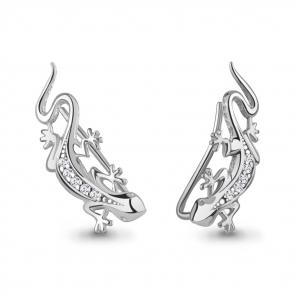 Серебряные серьги AQUAMARINE с фианитом А400116А фото