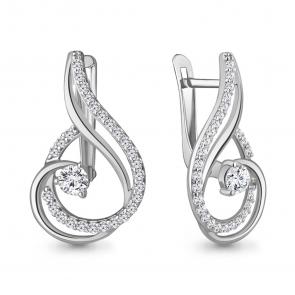 Серебряные серьги AQUAMARINE с фианитом А400148А фото
