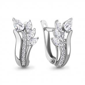 Серебряные серьги AQUAMARINE с фианитом А400166А фото
