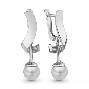 Серебряные серьги AQUAMARINE с жемчугом А400167 фото