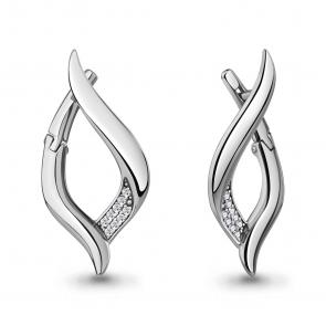 Серебряные серьги AQUAMARINE с фианитом А400179А фото