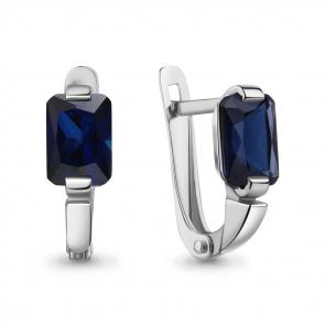 Серебряные серьги AQUAMARINE с гидротермальным сапфиром А400181Н фото