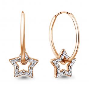 Серьги-трансформеры из золоченого серебра AQUAMARINE с фианитом А400253А-п фото