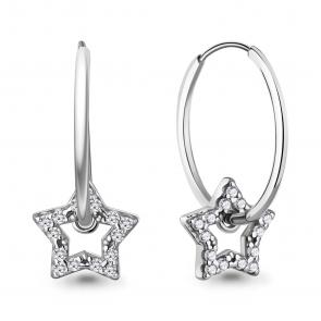 Серебряные серьги AQUAMARINE с фианитом А400253А фото