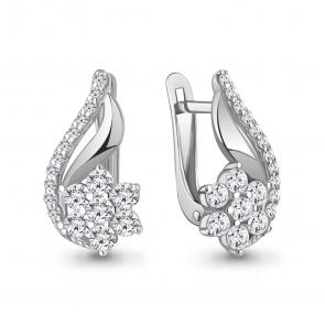 Серебряные серьги AQUAMARINE с фианитом А400295А фото