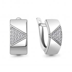 Серебряные серьги AQUAMARINE с фианитом А400316А фото