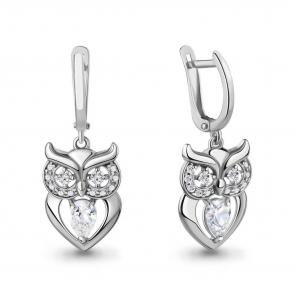 Серебряные серьги AQUAMARINE с фианитом А400357А фото