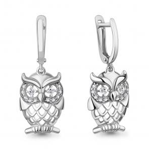 Серебряные серьги AQUAMARINE с фианитом А400358А фото