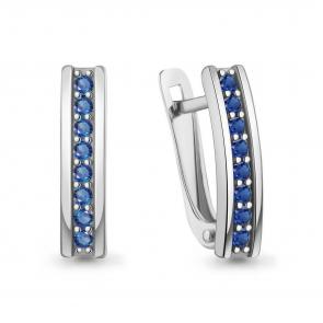 Серебряные серьги AQUAMARINE с гидротермальным сапфиром А400387Б фото