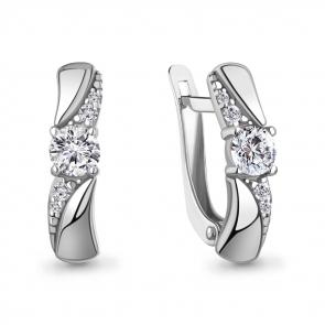 Серебряные серьги AQUAMARINE с фианитом А400473А фото