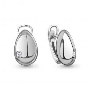Серебряные серьги AQUAMARINE с фианитом А400511А фото
