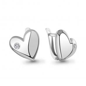 Серебряные серьги AQUAMARINE с фианитом А400512А фото