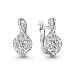Серебряные серьги AQUAMARINE с фианитом А400520А фото