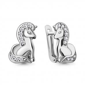 Серебряные серьги AQUAMARINE с фианитом А400539А фото