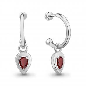 Серебряные серьги-трансформеры AQUAMARINE с гранатом А40055303 фото