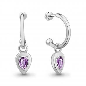 Серебряные серьги-трансформеры AQUAMARINE с аметистом А40055304 фото