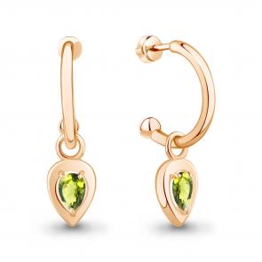 Серьги-трансформеры из золочёного серебра AQUAMARINE с хризолитом А40055307-п фото