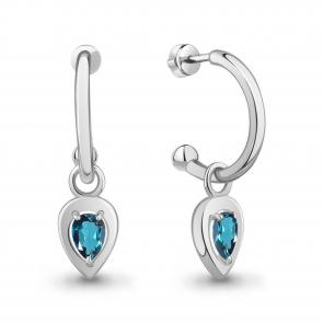 Серебряные серьги-трансформеры AQUAMARINE с лондон топазом А40055308 фото