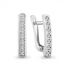 Серебряные серьги AQUAMARINE с фианитом А400555А фото