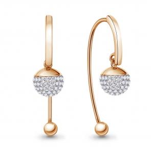 Серьги из золочёного серебра AQUAMARINE с ювелирным кристаллом А400564-п фото