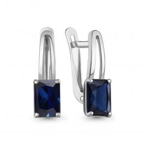 Серебряные серьги AQUAMARINE с гидротермальным сапфиром А400567Н фото