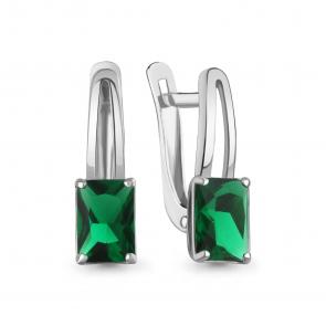 Серебряные серьги AQUAMARINE с гидротермальным изумрудом А400567П фото