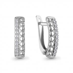 Серебряные серьги AQUAMARINE с фианитом А400573А фото