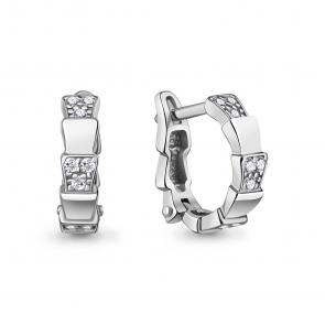 Серебряные серьги Символ года Змея AQUAMARINE с фианитом А400580А фото