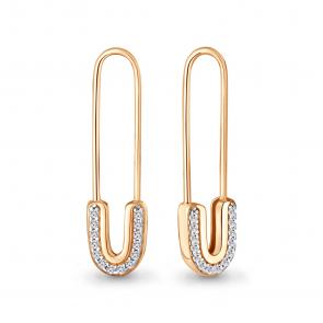 Серьги из золочёного серебра AQUAMARINE с фианитом А400595А-п фото