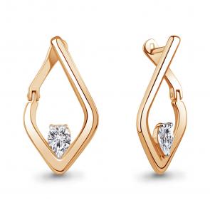 Серьги из золочёного серебра AQUAMARINE с фианитом А400659-п фото