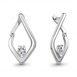 Серебряные серьги AQUAMARINE с фианитом А400659 фото