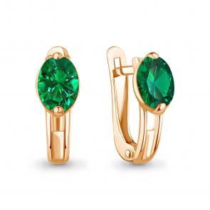 Серьги из золочёного серебра AQUAMARINE с гидротермальным изумрудом А400665П-п фото