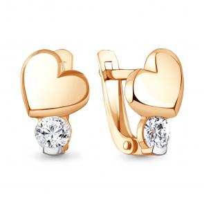 Серьги из золочёного серебра AQUAMARINE с фианитом А400694А-п фото