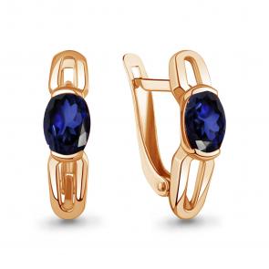 Серьги из золочёного серебра AQUAMARINE с гидротермальным сапфиром А400706Н-п фото
